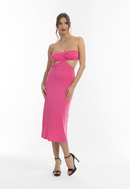 faina Damen Midi Kleid mit Ausschnitten