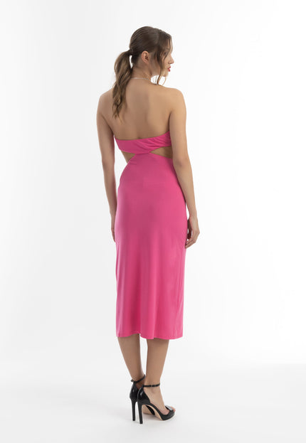 faina Damen Midi Kleid mit Ausschnitten