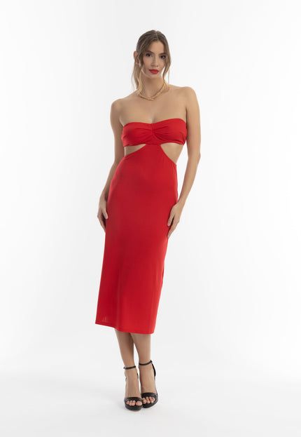 faina Damen Midi Kleid mit Ausschnitten