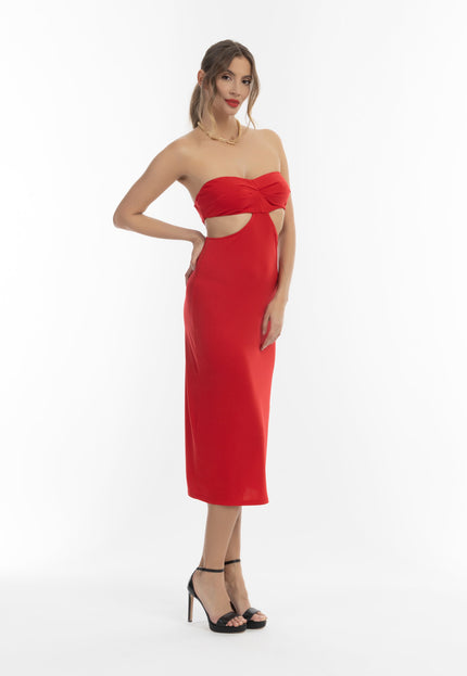 faina Damen Midi Kleid mit Ausschnitten