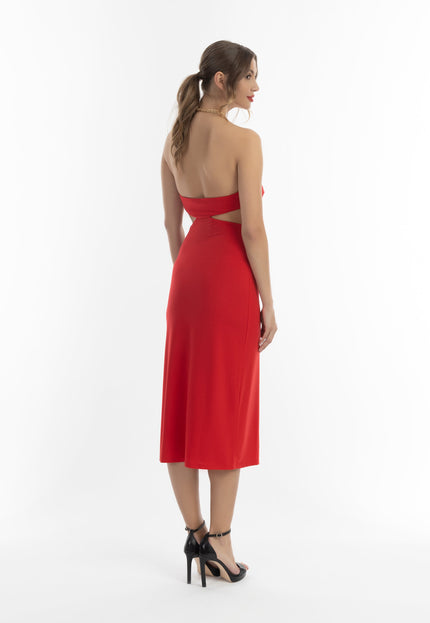 faina Damen Midi Kleid mit Ausschnitten