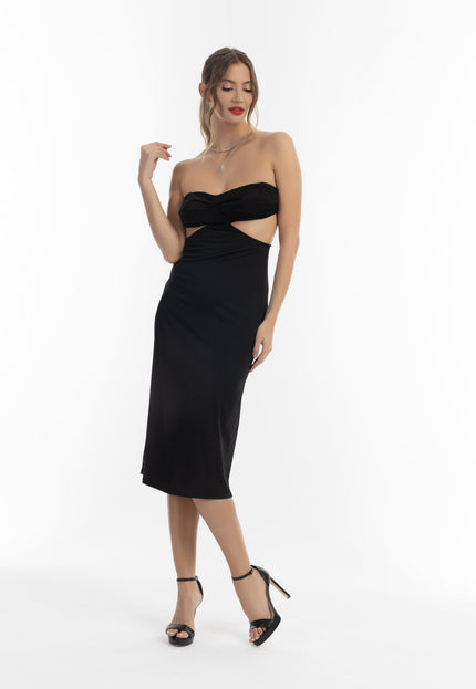 faina Damen Midi Kleid mit Ausschnitten