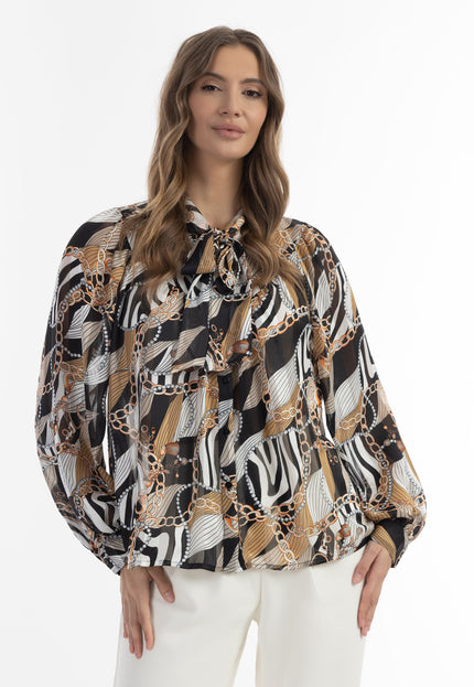 faina Damen Bluse mit Schleifenkragen