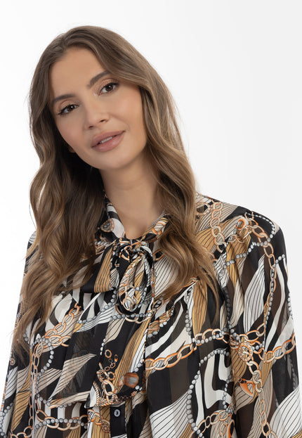 faina Damen Bluse mit Schleifenkragen