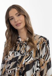 faina Damen Bluse mit Schleifenkragen