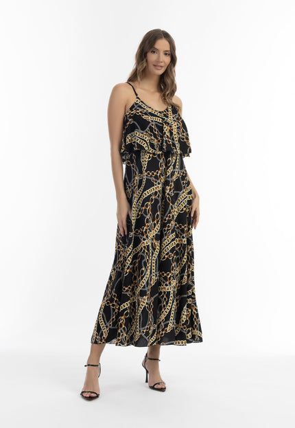 faina Damen Maxi Kleid mit Allover-Print