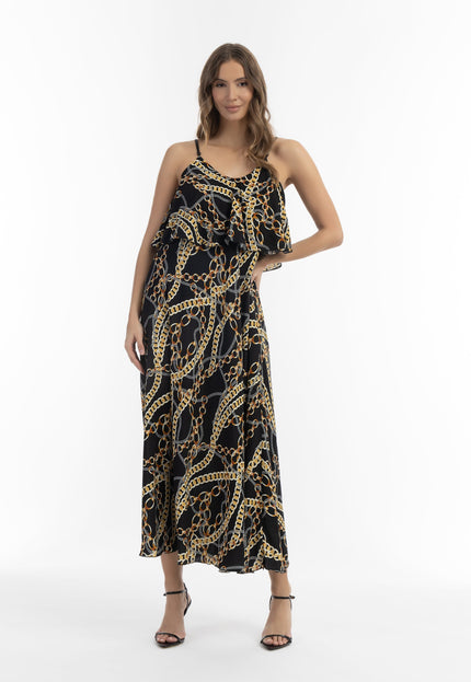 faina Damen Maxi Kleid mit Allover-Print