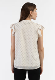 faina Women's Blouse Shirt With Ruffle Sleeves