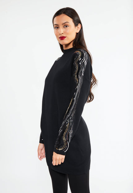 faina Damen Strick Kleid mit Pailletten