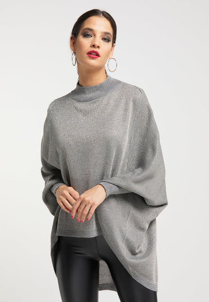 faina Damen Strickpullover mit Glitzerlook