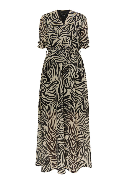 faina Damen Zebra-Print Maxi Kleid