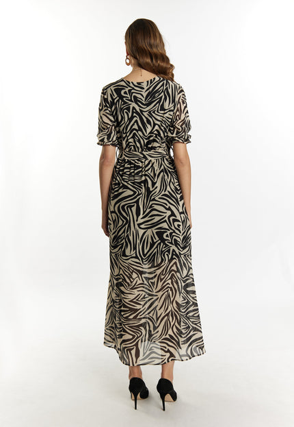 faina Damen Zebra-Print Maxi Kleid