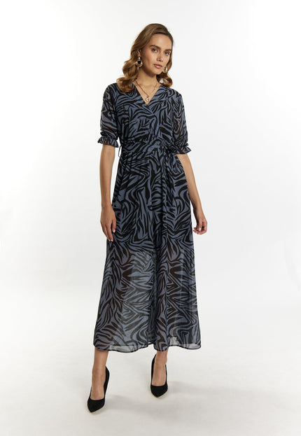 faina Damen Zebra-Print Maxi Kleid