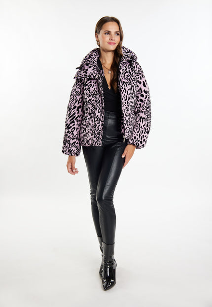 faina Damen Steppjacke mit Leopardenmuster