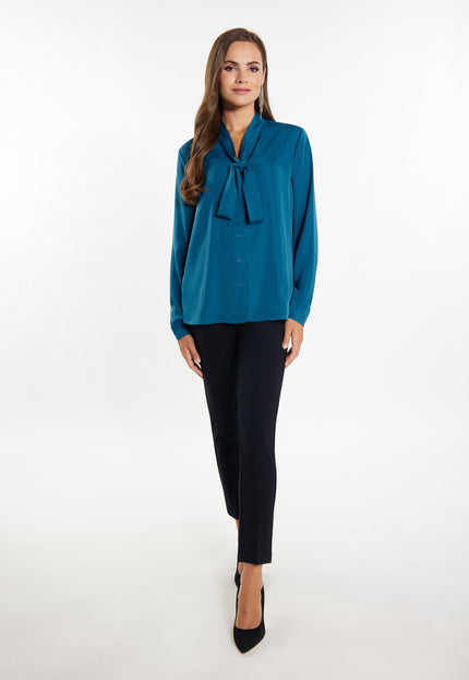 faina Damen Bluse mit Schleifenkragen