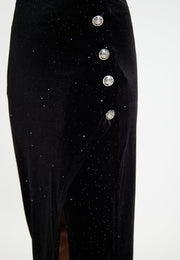 faina Damen Samtrock mit Glitzer