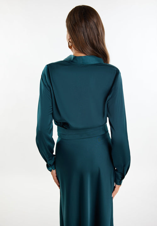 faina Damen Satin Wickelbluse