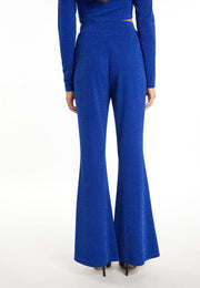 faina Damen Flared Hosen aus Glitzer-Jersey