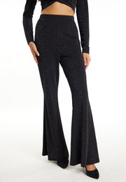 faina Damen Flared Hosen aus Glitzer-Jersey