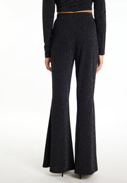 faina Damen Flared Hosen aus Glitzer-Jersey