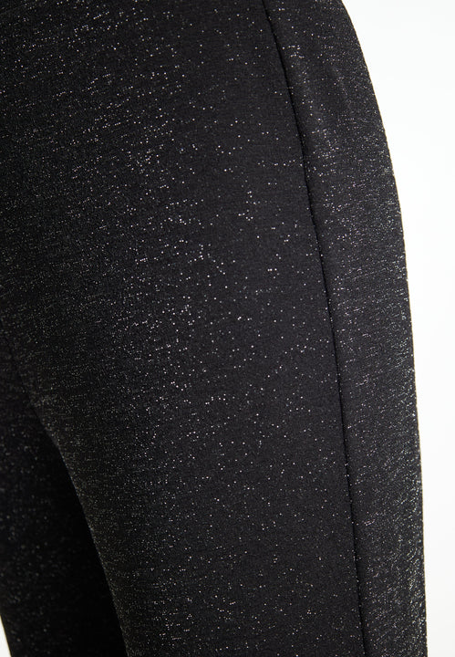 faina Damen Flared Hosen aus Glitzer-Jersey