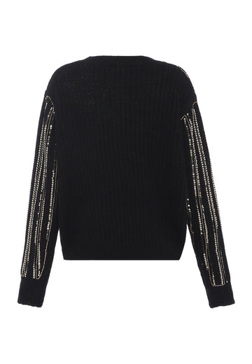 faina Damen Strickpullover mit Pailletten