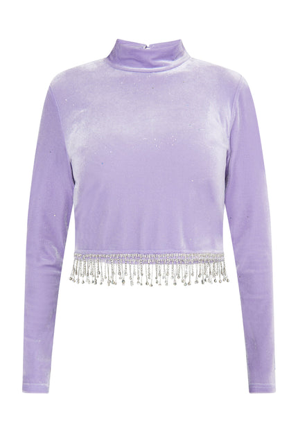 faina Damen Glitzer Shirt aus Stretch-Velours