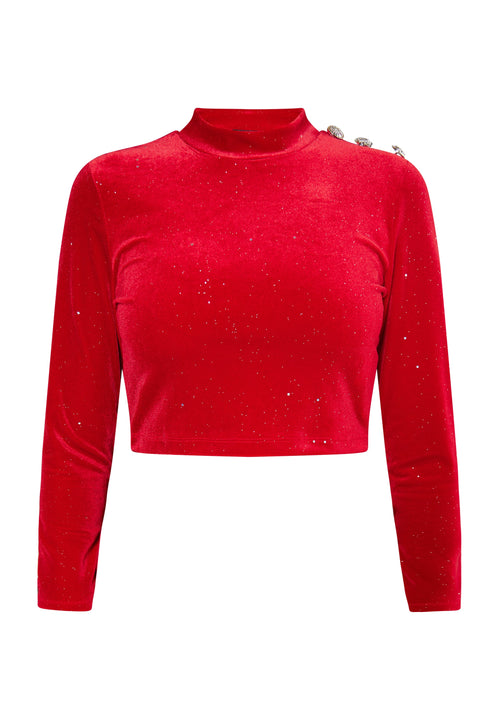 faina Damen Samtshirt mit Glitzer