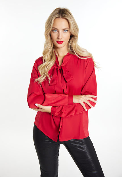 faina Damen Bluse mit Schleifenkragen