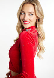 faina Damen Samtshirt mit Glitzer