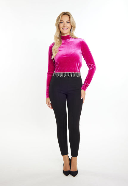 faina Damen Glitzer Shirt aus Stretch-Velours