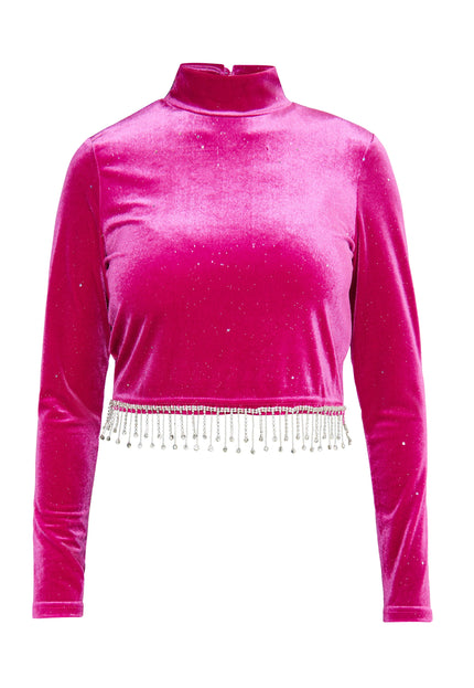 faina Damen Glitzer Shirt aus Stretch-Velours